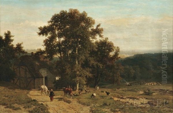 Pastoral View, Near Limbourg Oil Painting by Frans Keelhoff