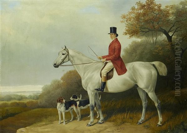 Horseman With His Hounds In A Landscape by E.J. Keeling