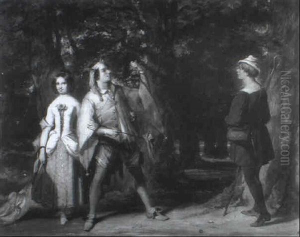 Touchstone, Audrey And William. 'touch A Fair Name; Was't   Born I' The Forest Here?'-as You Like It Oil Painting by William Knight Keeling