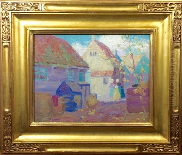 In A Dutch Village Oil Painting by Frances Keffer