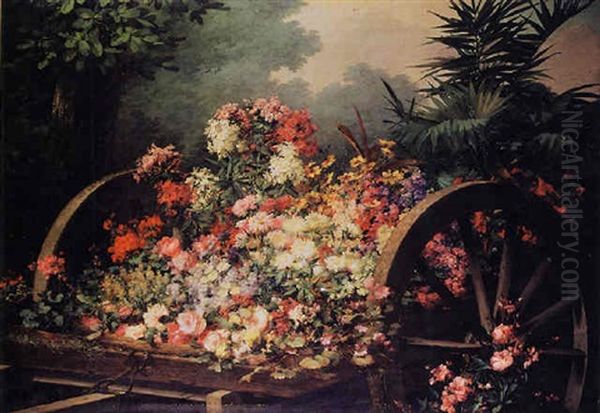 A Cart Of Wild Flowers Oil Painting by Desire de Keghel