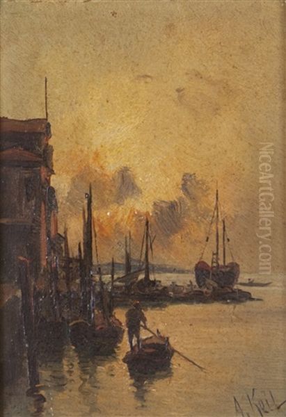 Caes Da Palha Em Veneza Oil Painting by Alfredo Keil