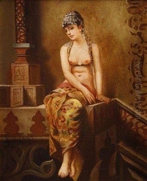 Odalisque. Oil Painting by Eugene Baugnies