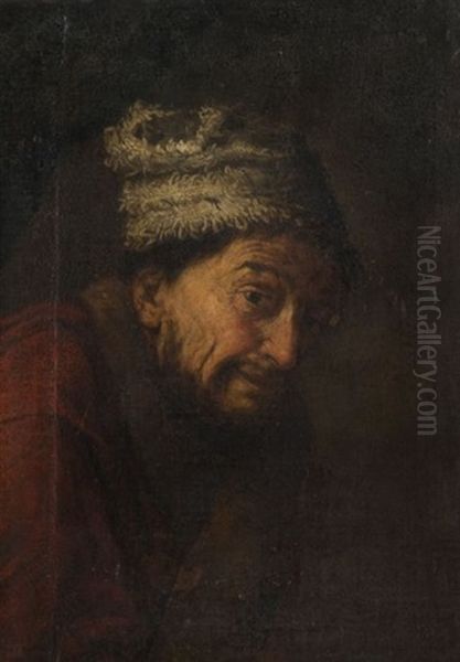 Portrait D'homme Au Bonnet De Fourrure Oil Painting by Bernhard Keil