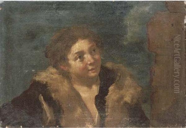 A Boy In A Fur-trimmed Coat Oil Painting by Bernhard Keil