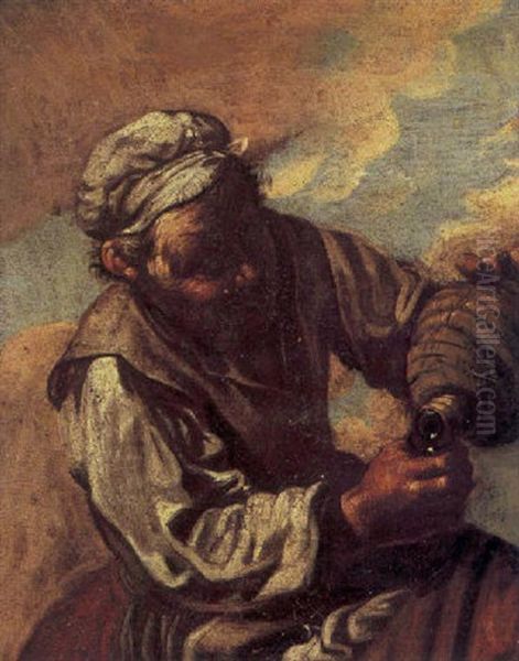 A Peasant Pouring A Drink Into A Glass Oil Painting by Bernhard Keil