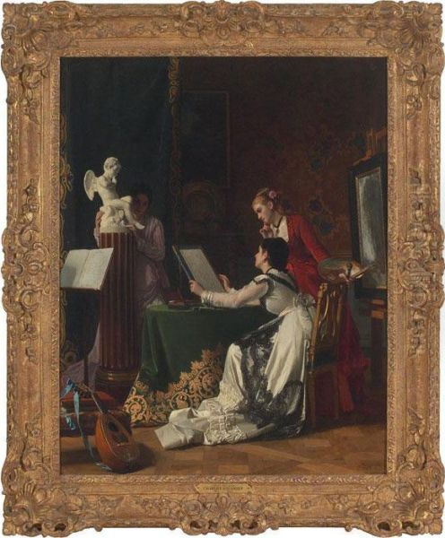 Art Studies Oil Painting by Charles Baugniet