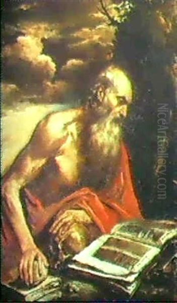 San Girolamo In Meditazione Oil Painting by Bernhard Keil