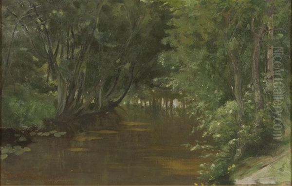 River Oil Painting by Sigfrid August Keinanen