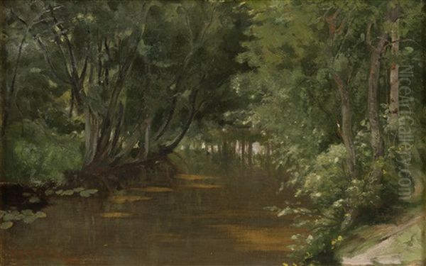 Forest Pond Oil Painting by Sigfrid August Keinanen