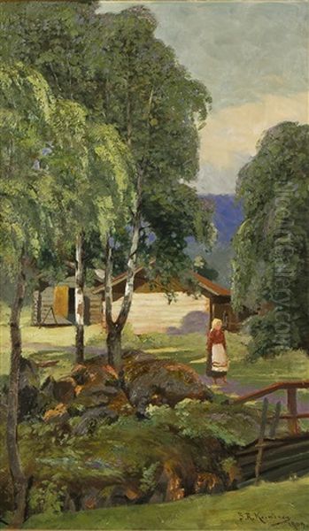 Summerview Oil Painting by Sigfrid August Keinanen