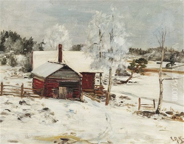 Winter Oil Painting by Sigfrid August Keinanen