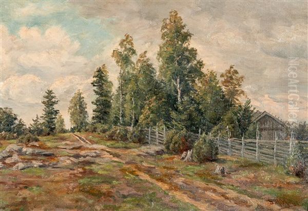 Summer Landscape Oil Painting by Sigfrid August Keinanen