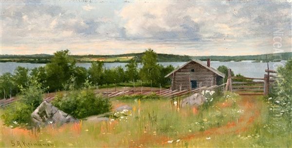 Summer Landscape Oil Painting by Sigfrid August Keinanen