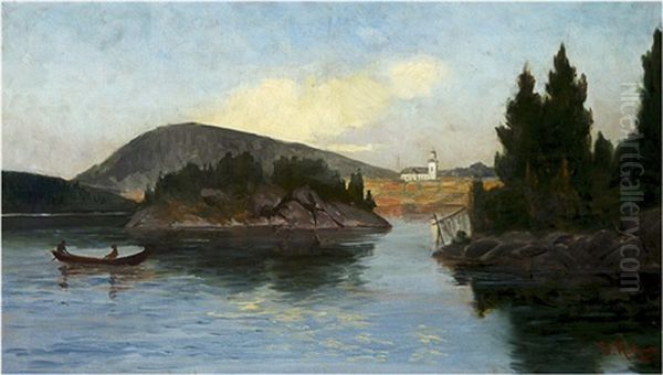 Lake View Oil Painting by Sigfrid August Keinanen