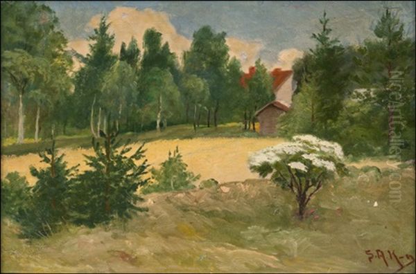 Kesainen Pihanakyma Oil Painting by Sigfrid August Keinanen