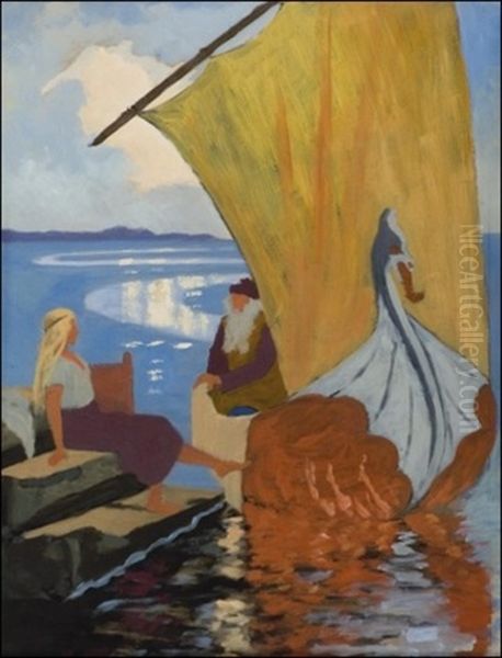 Kalevala-aihe Oil Painting by Sigfrid August Keinanen