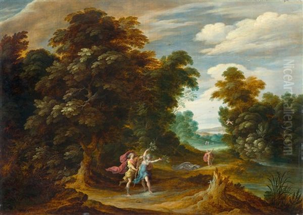 Landscape With Scenes Of Apollo And Daphne Oil Painting by Alexander Keirincx