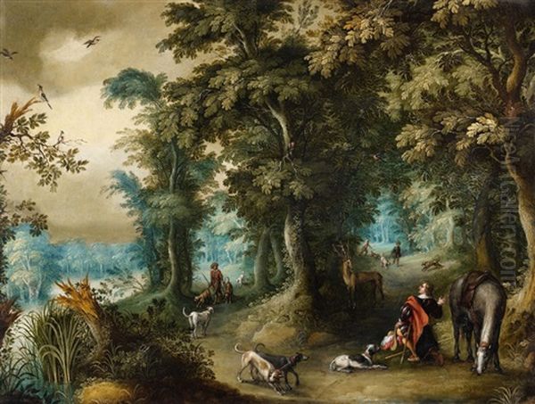 A Forest Landscape With Saint Hubert by Alexander Keirincx