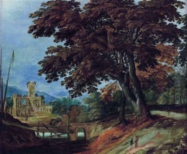 Paysage Au Chemin Boise Avec Un Pont De Bois Et Des Ruines by Alexander Keirincx