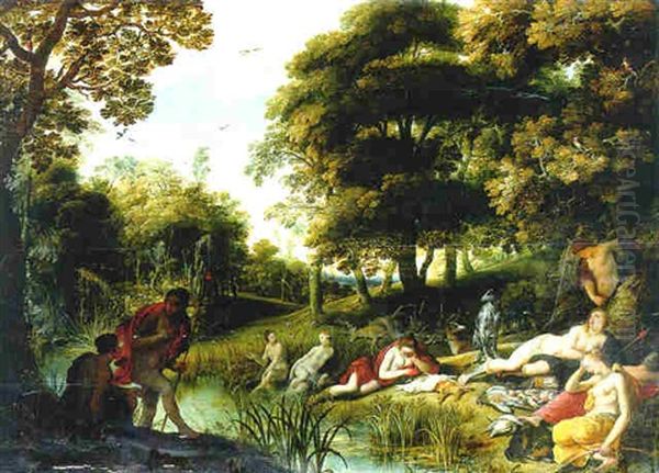 Diana And Her Nymphs Resting From The Hunt Oil Painting by Alexander Keirincx