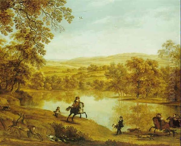 A Hunting Party By A Lake by Alexander Keirincx