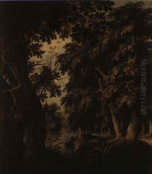 A Wooded River Landscape With Venus' Chariot Drawn By Swans Oil Painting by Alexander Keirincx