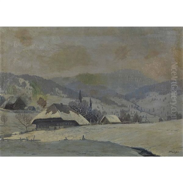 Winterlandschaft Oil Painting by Georg Joseph Jakob Keiser