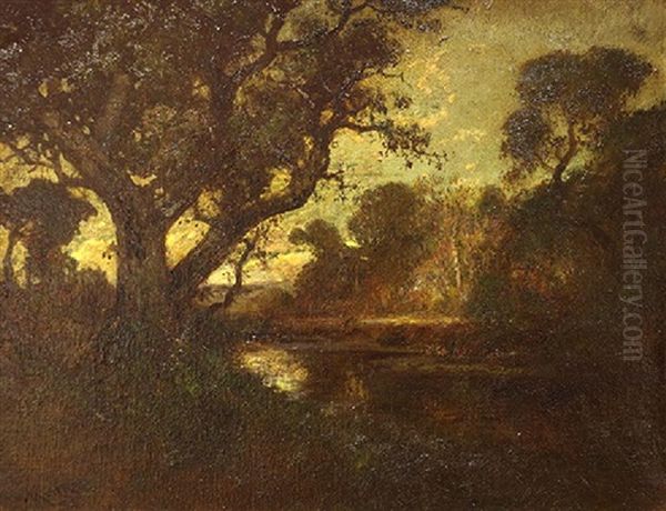 Evening Oaks Oil Painting by William Keith