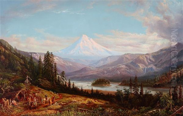 Mt. Hood, Little Sandy River Oil Painting by William Keith