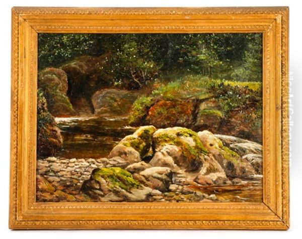 Glen With Mossy Boulders Oil Painting by William Keith