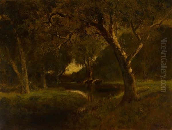 River At Evening Oil Painting by William Keith