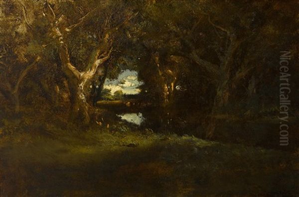 Trees And River Scene Oil Painting by William Keith