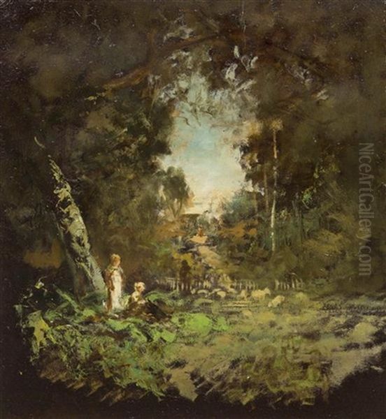 Forest Path Oil Painting by William Keith