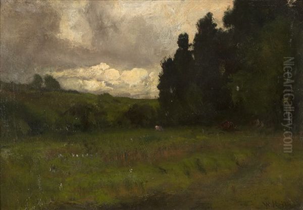 Landscape With Stormy Sky Oil Painting by William Keith