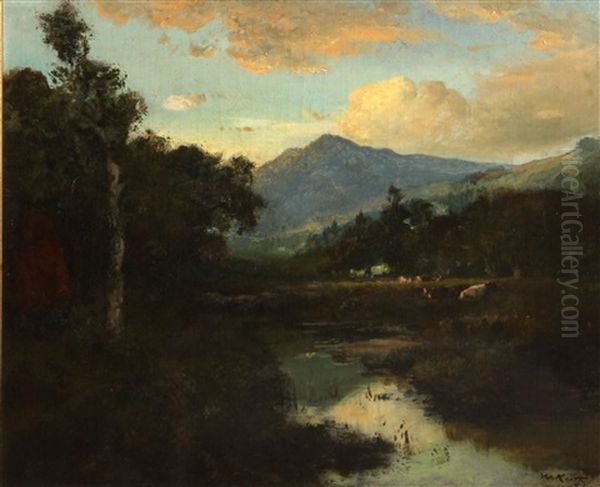 California Landscape With Mountains Beyond Oil Painting by William Keith