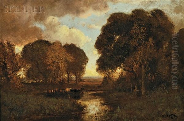 Autumn Sunset (sonoma Creek, Sonoma County, California) Oil Painting by William Keith