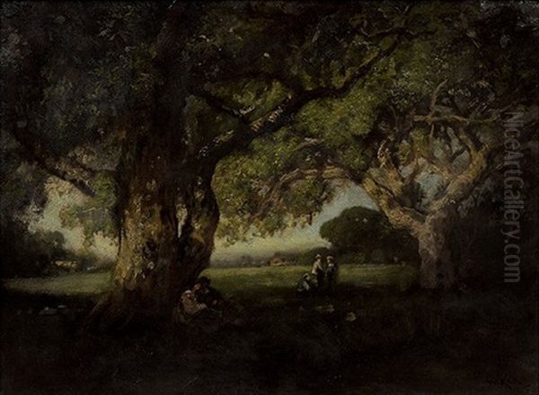 Calfornia Oaks Oil Painting by William Keith