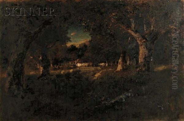 Farmstead In A Grove Of Oaks Oil Painting by William Keith