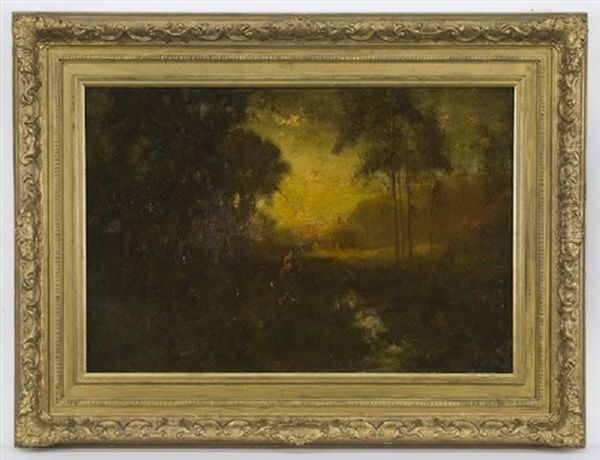 Sunset Haying Oil Painting by William Keith