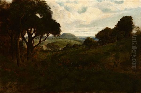 Coming Shower, Pastures Of Heaven, Monterey Oil Painting by William Keith