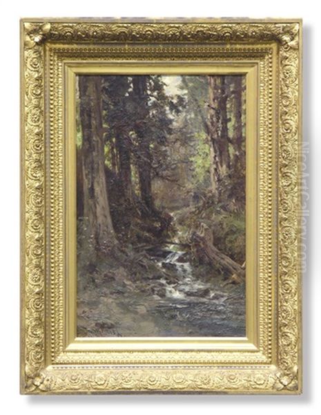 Stream Through The Redwoods Oil Painting by William Keith