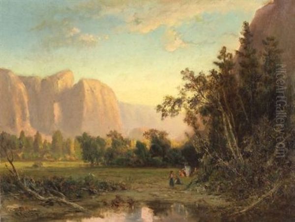 Camp At The Foot Of The Mountain Oil Painting by William Keith