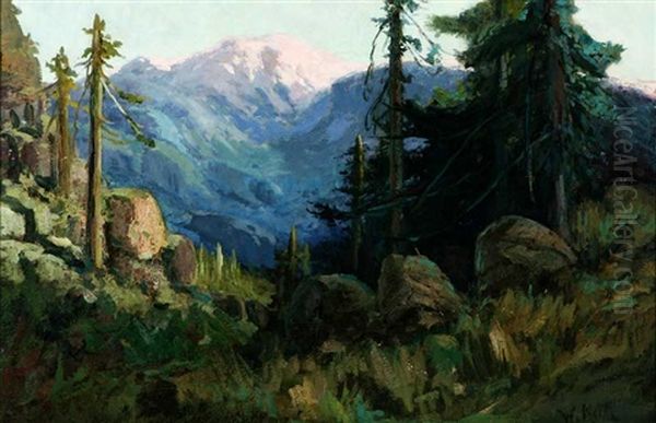 Sunset Mount Shasta Oil Painting by William Keith