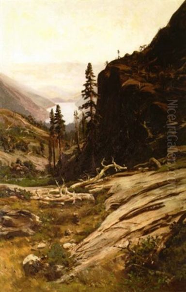 A View Of Donner Lake Oil Painting by William Keith