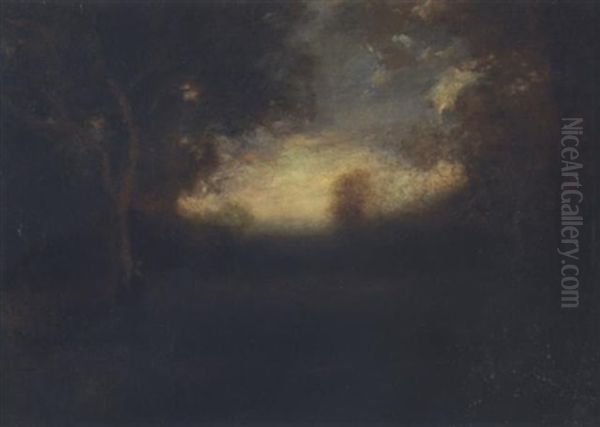 A Figure At The Edge Of A Clearing Oil Painting by William Keith