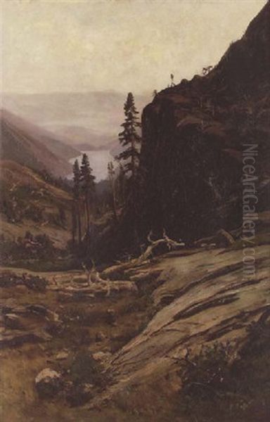 A View Of Donner Lake Oil Painting by William Keith