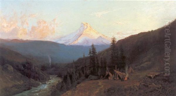 Mt. Hood From Hood River Oil Painting by William Keith