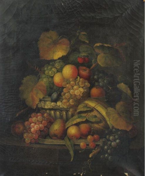 Still Life With Fruit Oil Painting by Charles Carl Baum /