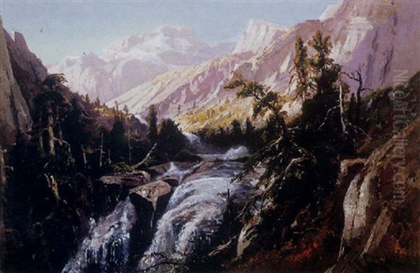 A Mountain Waterway Oil Painting by William Keith